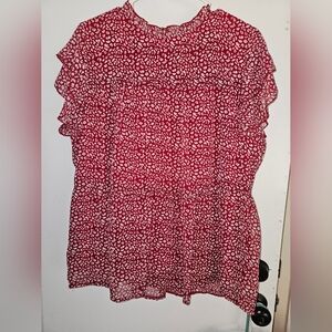 Red Patterned Women's Top XL